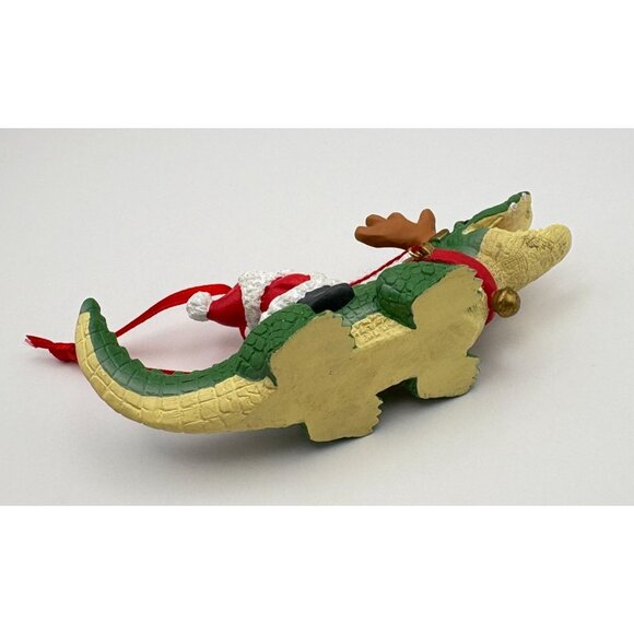 Santa Claus Riding Alligator Christmas Tree Ornament Reindeer Disguise - Picture 4 of 7